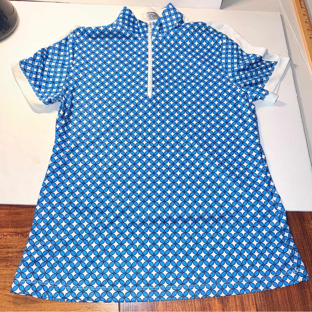 Callaway Blue and White Patterned Polo Shirt